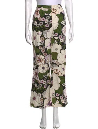 Pre-owned Maje Floral Print Wide Leg Pants In White