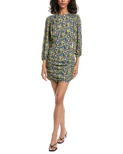 Maje Shirred Floral-print Crepe Mini Dress In Bunt