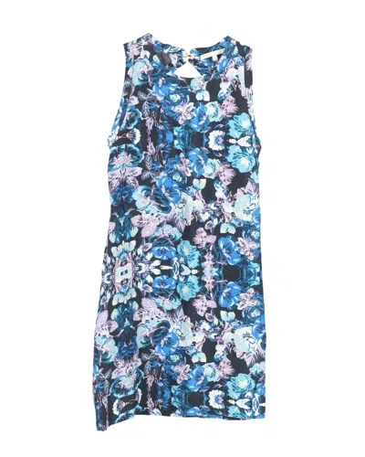 Maje Floral Sleeveless Mini Dress In Blue Cotton