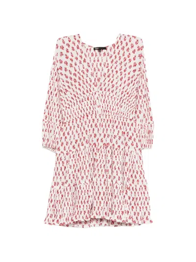 Maje Floral V-neck Dress In White