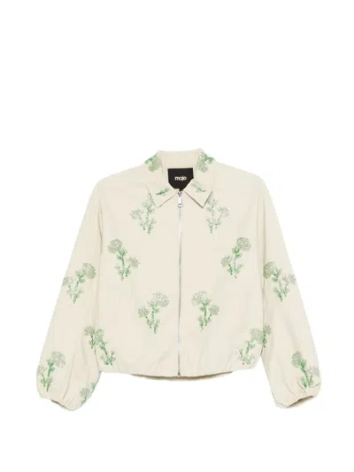 Maje Floral Zip Jacket In White