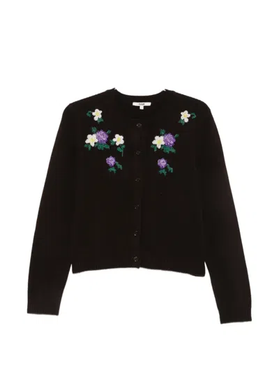 Maje Floral-beaded Cardigan In Blue