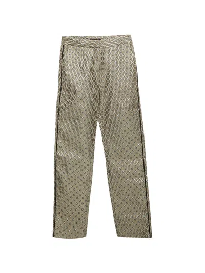 Pre-owned Maje Floral-jacquard Trousers In Gold