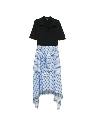 Maje Floral-print Asymmetric Dress In Blue