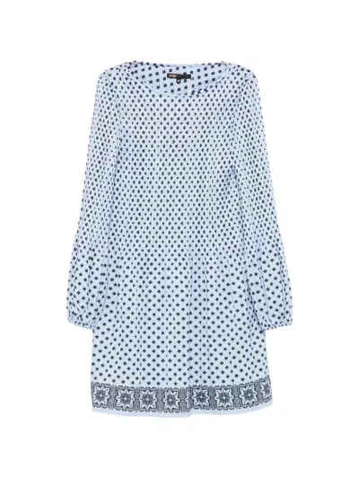 Maje Floral-print Long-sleeve Mini Dress In Blue