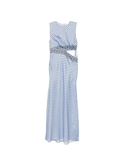 Maje Floral-print Maxi Dress In Blue