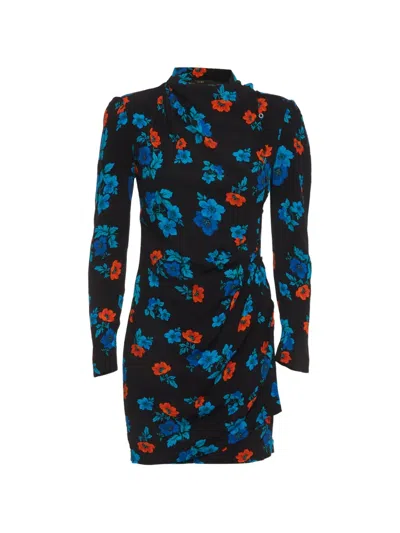 Pre-owned Maje Floral-print Mini Dress In Black