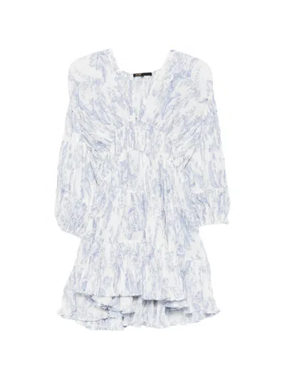 Maje Floral-print Tiered Mini Dress In Blue