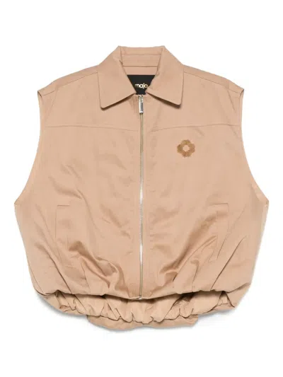 Maje Flower-detail Zip-front Waistcoat In Neutral