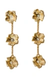 Maje Womens Or Flower Crystal-embellished Brass Earrings In Gold