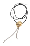 Maje Womens Or Flower Diamante-embellished Brass And Cotton Choker Necklace In Gold
