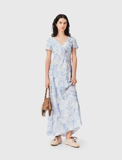 Maje Flowing Patterned Maxi Dress In Multi