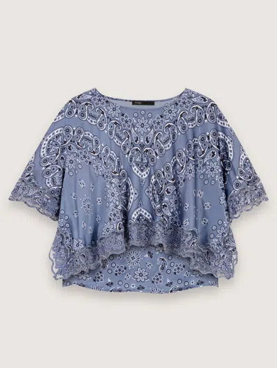 Maje Flowing Patterned Top In Blue