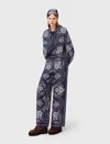 Maje Flowing Print Trousers In Blue