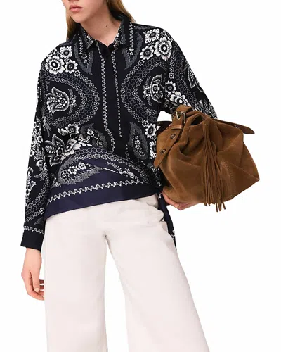Maje Flowing Printed Shirt In Blue