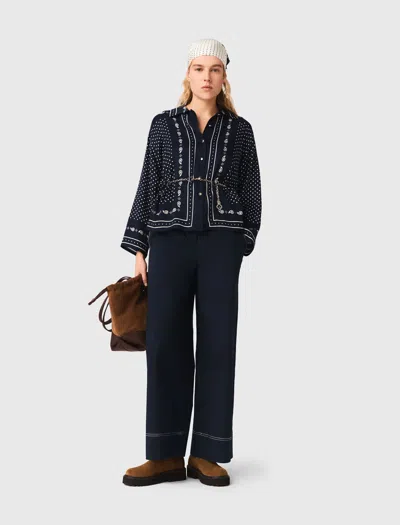 Maje Flowing Printed Shirt In Black
