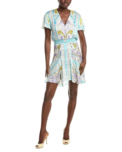 Maje Flutter Sleeve Mini Dress In Blue