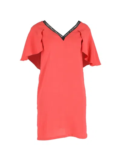 Pre-owned Maje Flutter-sleeve V-neck Dress In Pink