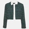 Maje Forest Green Button Front Crop Jacket In Green