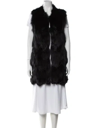 Pre-owned Maje Fox Fur Coat In Black