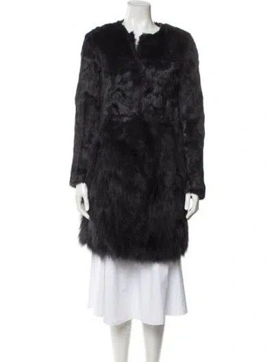 Pre-owned Maje Fox Fur Jacket In Black