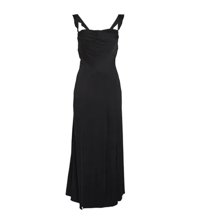 Maje Frilled Maxi Dress In Black