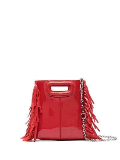 Maje Fringe-detail Mini Bag In Red