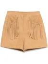 Maje Fringe-detail Suede Shorts In Neutrals