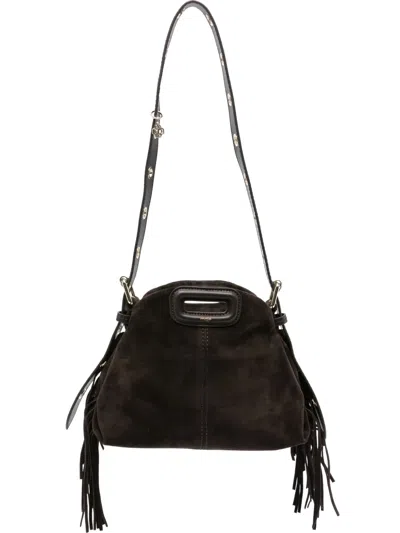 Maje Fringe-detail Suede Shoulder Bag In Brown