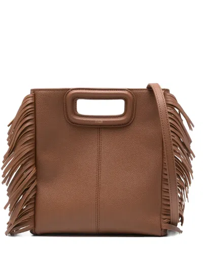 Maje Fringe Handle Tote Bag In Brown