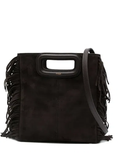 Maje Fringe Leather Tote Bag In Brown