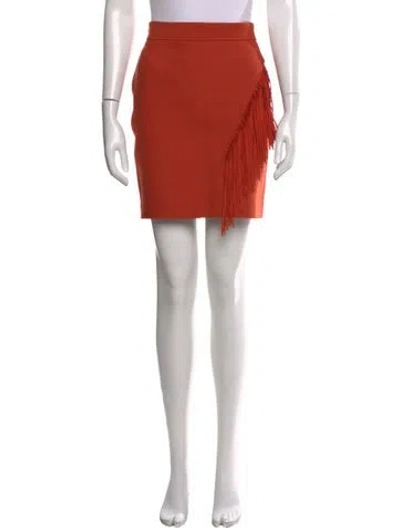 Pre-owned Maje Fringe Trim Accent Mini Skirt In Orange