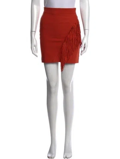 Pre-owned Maje Fringe Trim Accent Mini Skirt In Orange