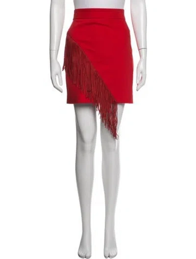 Pre-owned Maje Fringe Trim Accent Mini Skirt In Red