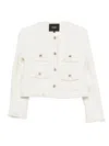 Maje Fringed Buttoned Tweed Jacket In White