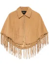Maje Fringed Cape In Brown