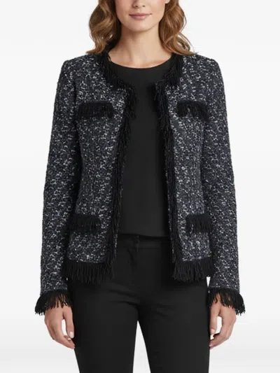 Pre-owned Maje Fringed Knit Cardigan In Blue