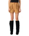 Maje Fringed Nubuck Shorts In Beige