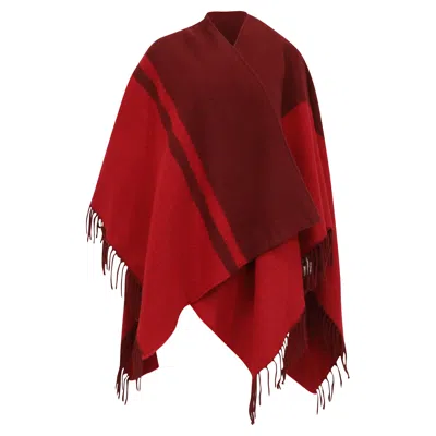 Maje Fringed Shawl In Burgundy Acrylic