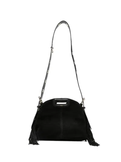 Maje Fringe-detail Leather Shoulder Bag In 블랙