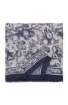 Maje Womens Fruit-print Modal And Cashmere Shawl Blue Fruits Print In Blue