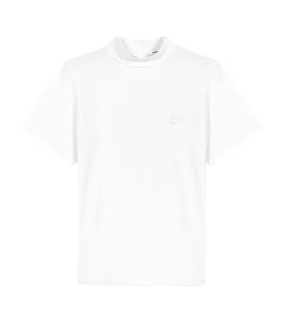 Maje Funnel-neck Zipped T-shirt In White