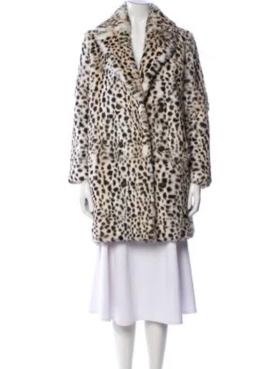Pre-owned Maje Fur Animal Print Faux Fur Coat In Neutral