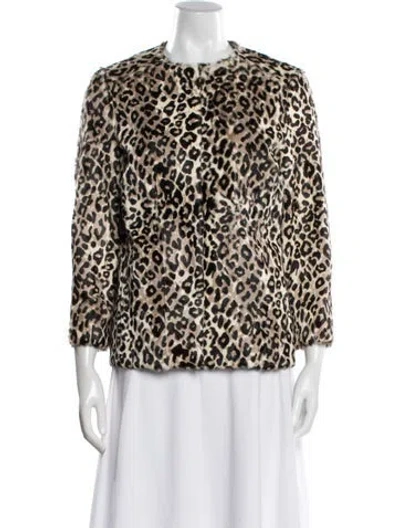 Pre-owned Maje Fur Animal Print Faux Fur Jacket In Neutral