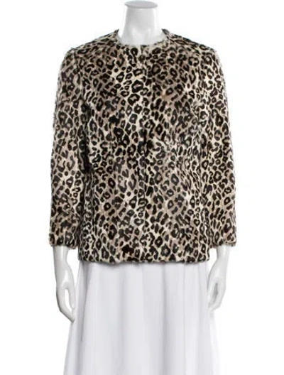 Pre-owned Maje Fur Animal Print Faux Fur Jacket In Neutrals