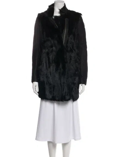 Pre-owned Maje Fur Coat In Black