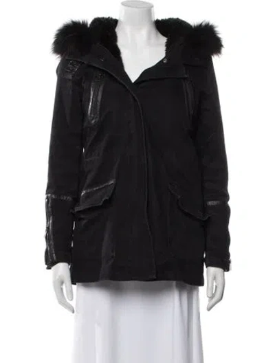 Pre-owned Maje Fur Coat In Black