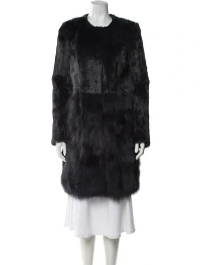 Pre-owned Maje Fur Coat In Blue