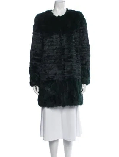 Pre-owned Maje Fur Coat In Green