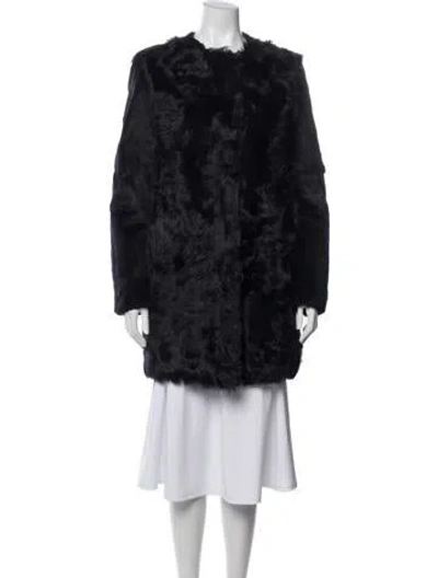 Pre-owned Maje Fur Faux Fur Coat In Black